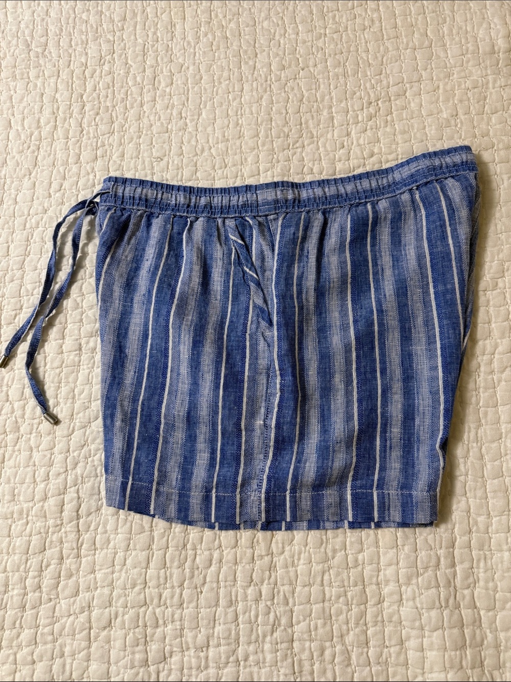 Tommy Bahama Blue and White Striped Elastic Waist Shorts